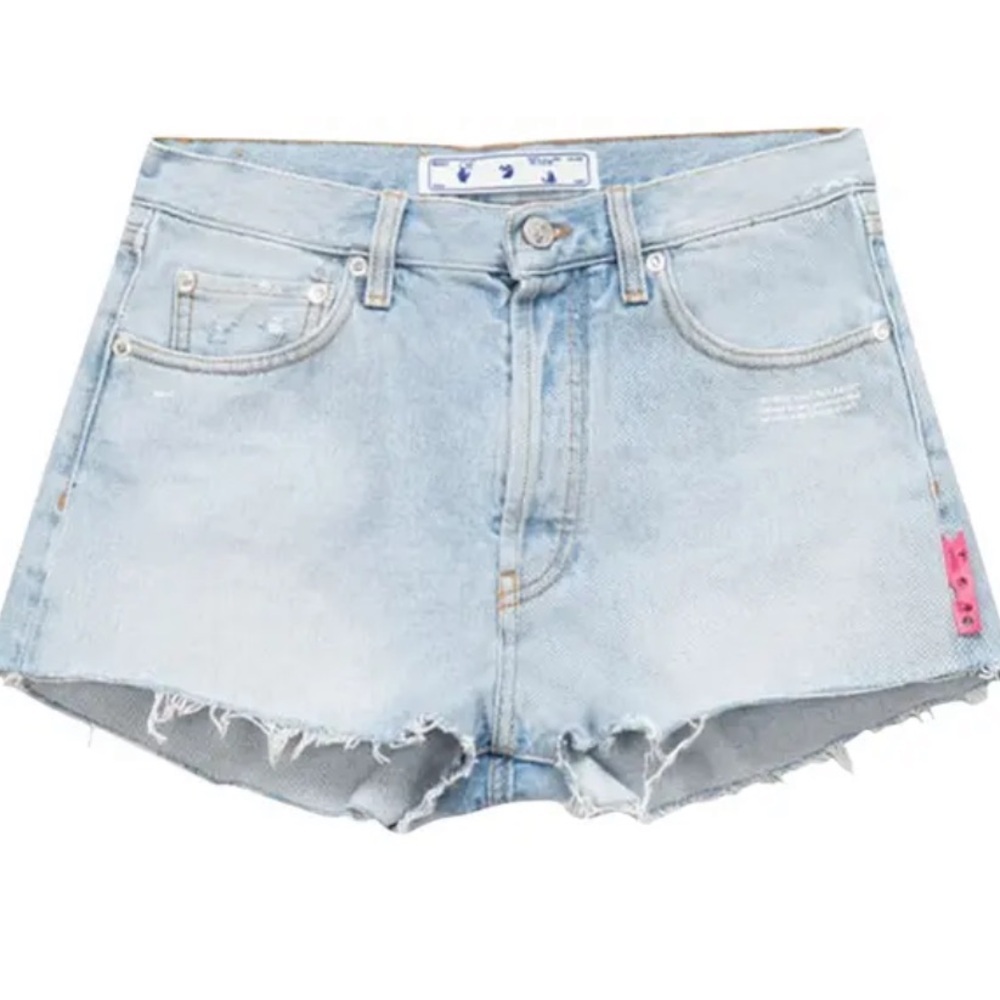 Off-White Denim Cut Off Shorts in Light Blue Sz 28